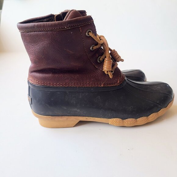 Sperry Saltwater Women's Duckboots Brown Leather/Navy Blue Size 6M - Picture 6 of 12